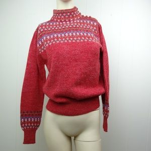 VINTAGE Womens Knit Sweater Mock Turtleneck Red